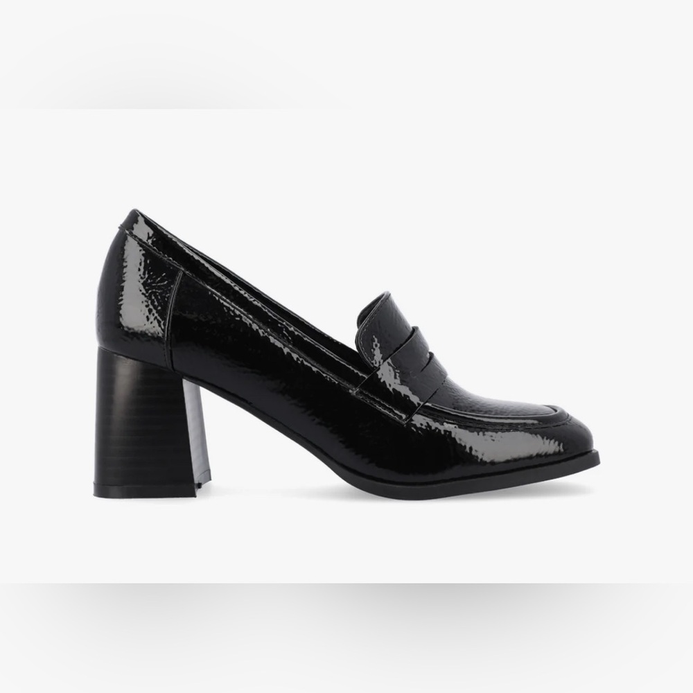 Journee Collection Shiny Black Loafers